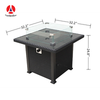 Table de foyer au gaz carrée GARDENSUN pour l'extérieur, le jardin et le camping, fabricant leader du secteur