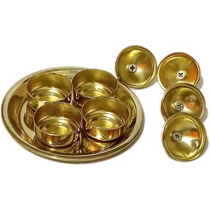 PARIJAT Handicraft Brass Kumkum Chandan Chawal Holder Royal Kumkum Box for <b>Home</b> <b>Temple</b> Gifting Pooja Thali Mandir for Parties - Product Image 5