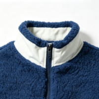 Veste polaire pour homme Boying, col montant, fermeture éclair intégrale, contrastant bleu, sherpa doux et chaud, hiver, décontracté, OEM ODM, vente en gros
