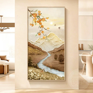 Landscape Painting Oil <b>Canvas</b> Wooden <b>Frame</b> 100% Handmade Classical Style For Entryway Or Corridor Decor - Product Image 2