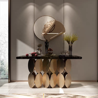 Xuanzhen italien nouvelle arrivée élégant usage domestique meubles en acier inoxydable intérieur or café Console Table marbre Console Table