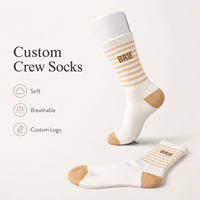 Chaussettes mi-mollet en jacquard de coton mélangé haute élasticité, idéales pour le printemps, le fitness quotidien, le jogging, antibactériennes, avec logo sur le bord.