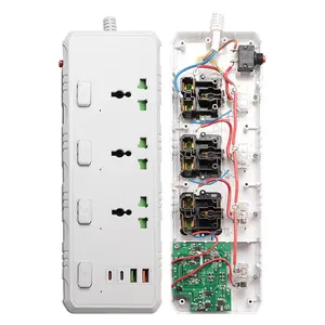 Pc Material Extension Multi Plug Socket With Usb Surge Protector 2m Cable Length Power Strip