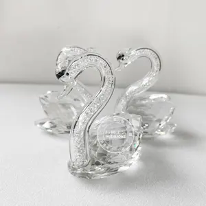 Beautiful Crystal Swan Glass gifts Wedding giveaway clear color with diamonds home decor cheap crafts