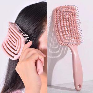 Peigne démêlant incurvé <span class=keywords><strong>à</strong></span> coussin d'air <span class=keywords><strong>avec</strong></span> logo personnalisé et poignée carrée en plastique pour massage des <span class=keywords><strong>cheveux</strong></span> bouclés - Product Image 4