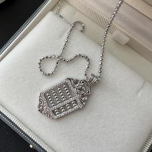 Collier pendentif en argent pur S925, nouveau style chinois, jade blanc, gourde de moelle, visage d'œuf incrusté, luxe léger, haute qualité, niche - Product Image 4