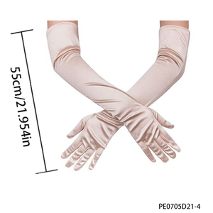 Nouveaux <span class=keywords><strong>gants</strong></span> longs en satin beige style années 1920 pour costume de flapper et accessoire vintage <span class=keywords><strong>Gatsby</strong></span> - Product Image 2
