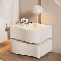 Table de chevet minimaliste italienne avec éclairage LED et 2 tiroirs pour salon et chambre, en panneau de densité écologique
