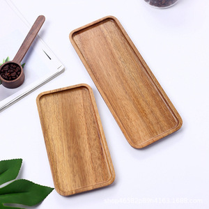 Juego de bandejas de servir de madera de acacia, rectangulares y ovaladas, de madera maciza, para hornear, sushi, condimentos, cocina y comedor. - Product Image 3