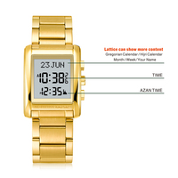 Montre de prière numérique musulmane Azan à prix d'usine, montre-bracelet Adhan en acier pour homme, montre de luxe étanche pour homme, montre de prière islamique Athan