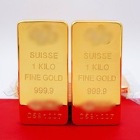 Barre d'or de 1000 grammes, lingot en laiton lourd, réplique plaquée or pour présentation financière et accessoires d'exposition
