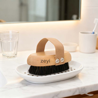 Brosse sèche en cuivre avec logo personnalisé Peigne pour le corps Épurateur ionique Manche en bois Outil de massage exfoliant Prise antidérapante Soins de la peau