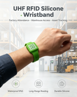 Bracelet RFID UHF en silicone réutilisable ISO18000-6C 902-928MHz, étanche, pour le suivi des actifs en usine et la gestion logistique