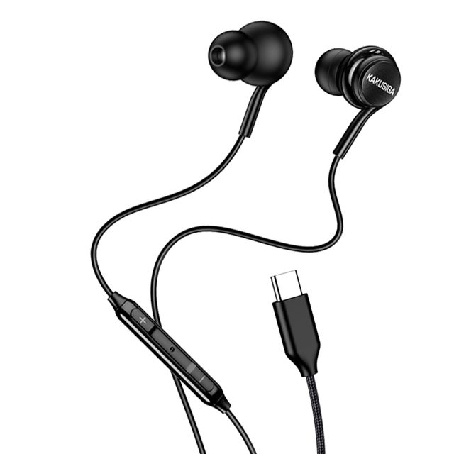 KAKUSIGA New Arrival  Type C Earphones Wired In-Ear Headphones with Mic Noise Isolating Braided Cable USB C Headset HiFi