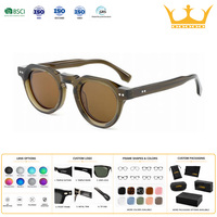 Lunettes de soleil classiques unisexes, forme ronde, verres polarisés TAC, protection UV, service personnalisé, monture en acétate.