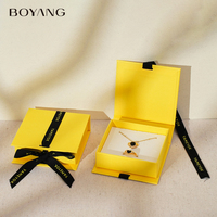 Boîte à bijoux en papier de style livre, écologique, avec logo personnalisé Boyang, emballage cadeau avec ruban
