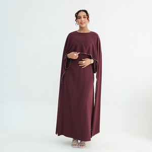 MEXIZO 2026 <span class=keywords><strong>Grossiste</strong></span> Robe Abaya Musulmane Moderne de Luxe Style Aïd, Modèle Cape avec Bordure Perlée pour Usage Quotidien - Product Image 4