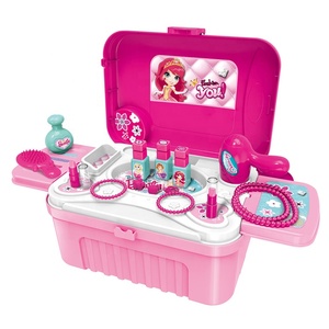 Ensemble de <span class=keywords><strong>maquillage</strong></span> en plastique, valise à roulettes, coiffeuse, jouets d'imitation, ensemble de beauté pour filles, 3 en 1, unisexe, carte SY, âge 3+ - Product Image 3