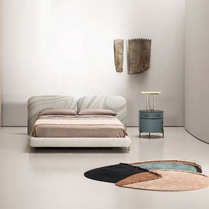 Camera da letto moderna set letto grande testiera in pelle con comodino design italiano letto matrimoniale king size - Product Image 2