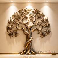 Sculpture murale en laiton moderne en métal personnalisée pour l'extérieur, grande sculpture en bronze de l'arbre de vie, statue murale pour la décoration de la maison et du jardin
