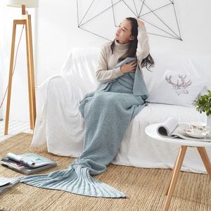 Vente directe d'usine, taille personnalisée <span class=keywords><strong>petite</strong></span> sirène 100% <span class=keywords><strong>couverture</strong></span> tricotée en acrylique pour canapé et lit pour enfants adultes de haute qualité - Product Image 2
