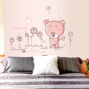 Pegatinas de pared extraíbles con dibujos de oso pequeño para decoración del hogar, pegatinas de bebé