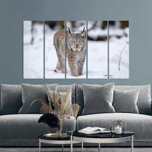 <b>Lynx</b> Cat Tempered Glass Wall Art: Winter Animal Print Canvas,<b>SET</b> OF 5 CANVAS - Product Image 3