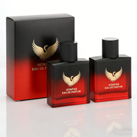 Flacons de parfum en verre mat dégradé rouge personnalisés de qualité supérieure 50ml 100ml, diffuseur à bâtonnets carré plat, flacon vide avec emballage en boîte