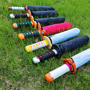 Parapluie Anime Pliant Trois Volets, Motif Couteau et Épée, Couleur Unie, Toutes Saisons, Protection Solaire Anti-UV, Emballage Cadeau Maternité - Product Image 1