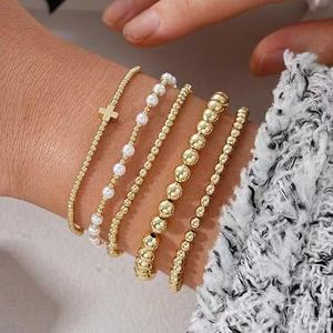 Bracelet élégant multi-couches avec perles, accessoire de mode plaqué or pour femme, idéal pour le quotidien et les soirées - Product Image 2