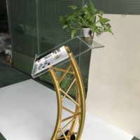 Podio de boda de vidrio, aleación de aluminio, acrílico transparente, 4 pies