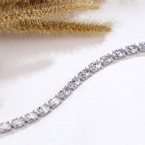 Pulsera de Diamantes Cultivados en Laboratorio, Corte Ovalado, Oro Blanco Sólido de 18K, Joyería Clásica para Boda, Modelo MSR-678 - Product Image 2
