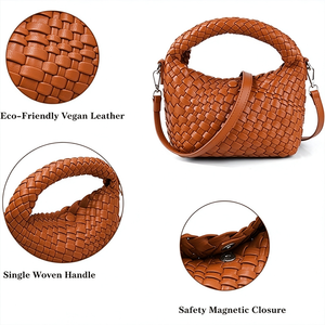 Bolso de mano tejido al por mayor, pequeño, tipo bandolera, con asa superior y correa de hombro desmontable para mujer - Product Image 2