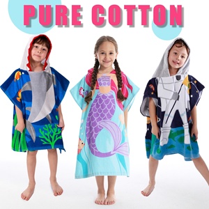 Toalla con Capucha para Niños, Poncho de Algodón para Cambiarse en la Playa, Toalla de Baño Infantil con Estampado de Dibujos Animados, Personalizable OEM - Product Image 1