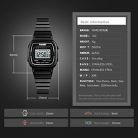 Jam Tangan Digital Wanita SKMEI 1901 Grosir Logo Kustom, Tali Mesh Stylish Tahan Air, Layar Digital, Jam Santai Klasik