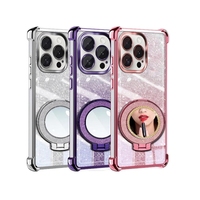Coque antichoc avec miroir de maquillage intégré et support pour iPhone 17, 17 Pro Max, 15, 16 Plus avec film protecteur d'objectif