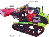 Tractor de orugas tipo sentado con motor automático, pequeña rotocultivadora agrícola multifuncional para zanjado