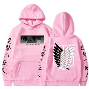 Felpa con cappuccio stampata " L'attacco dei Giganti "   Il pullover Harajuku da uomo in stile coppia è un look street style ispirato agli anime di tendenza. - Product Image 4