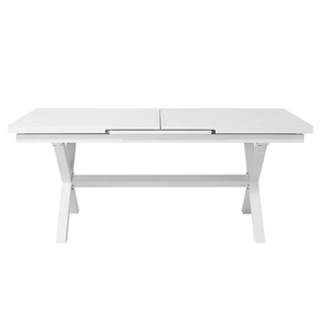 <span class=keywords><strong>Table</strong></span> de salle à manger extérieure moderne en <span class=keywords><strong>aluminium</strong></span> blanc durable et <span class=keywords><strong>extensible</strong></span> pour cour, parc et salon - Meubles d'extérieur - Product Image 3