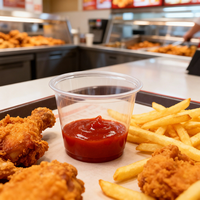 Gobelets en plastique jetables de qualité alimentaire personnalisés pour la sauce, pour les restaurants de poulet frit, la restauration