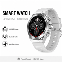 Montre connectée avec bracelet en silicone de 1,43 pouce, logo personnalisé, calendrier, rappel de sédentarité, réveil, étanche IP67, écran HD
