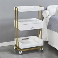 Chariot de Luxe Original Haut de Gamme, Taille L, pour Salon de Beauté et Gestion de Peau, avec Étagère de Rangement en Bois, Chariot à Outils en Métal et Plastique