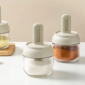 1pc Glass Seasoning <b>Bottle</b> With Telescopic Spoon Household Kitchen Salt Storage Box Leak Proof and Moisture-proof - Product Image 4
