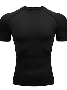 T-shirt de sport compressif personnalisé avec logo, séchage rapide, respirant, pour hommes, vêtements de sport, manches courtes, t-shirt athlétique ajusté - Product Image 5