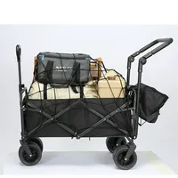 Chariot de plage pliable en acier robuste et compact, chariot utilitaire pliable pour l'extérieur, chariot portable pour le camping, les courses, le transport d'équipements de plage