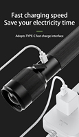 Lampe torche zoomable 20W avec affichage numérique de la puissance et fonction Power Bank, rechargeable par USB, torche tactique pour le camping, les situations d'urgence et les activités de plein air