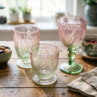 Verres à vin rouge en cristal gaufré rayé vintage créatif, style nordique, pour mariage, fête, dîner, bar - Vente en gros
