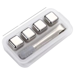 Pierres à whisky réutilisables en acier inoxydable pour refroidir les glaçons, refroidisseur de vin, particules métalliques de qualité alimentaire, refroidisseur de bière, accessoires de bar - Product Image 1