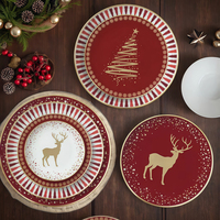 Assiettes de présentation de Noël personnalisées, service de table en porcelaine tendre avec motif de renne