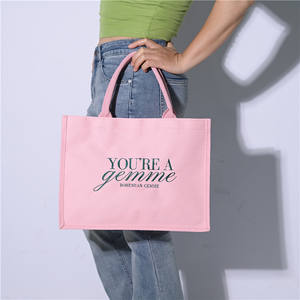 Women's Oversize Large <b>Weekend</b> Canvas Cotton Shopping Tote <b>Bag</b> with Custom <b>Black</b> Logo Fashionable Letter Pattern - Product Image 4